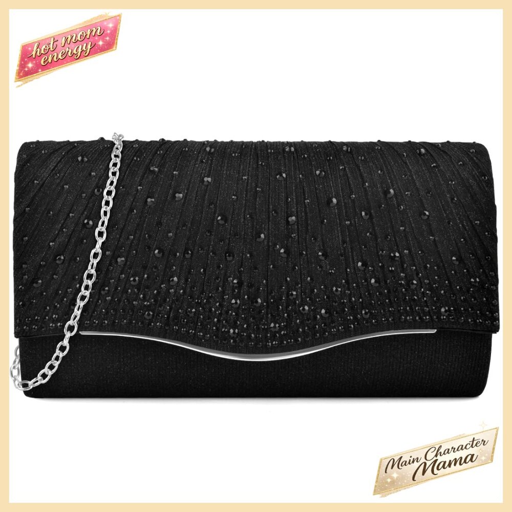 Faux Suede Evening Clutch with Removable Chain, 8.6x4.7x2.1 Inch